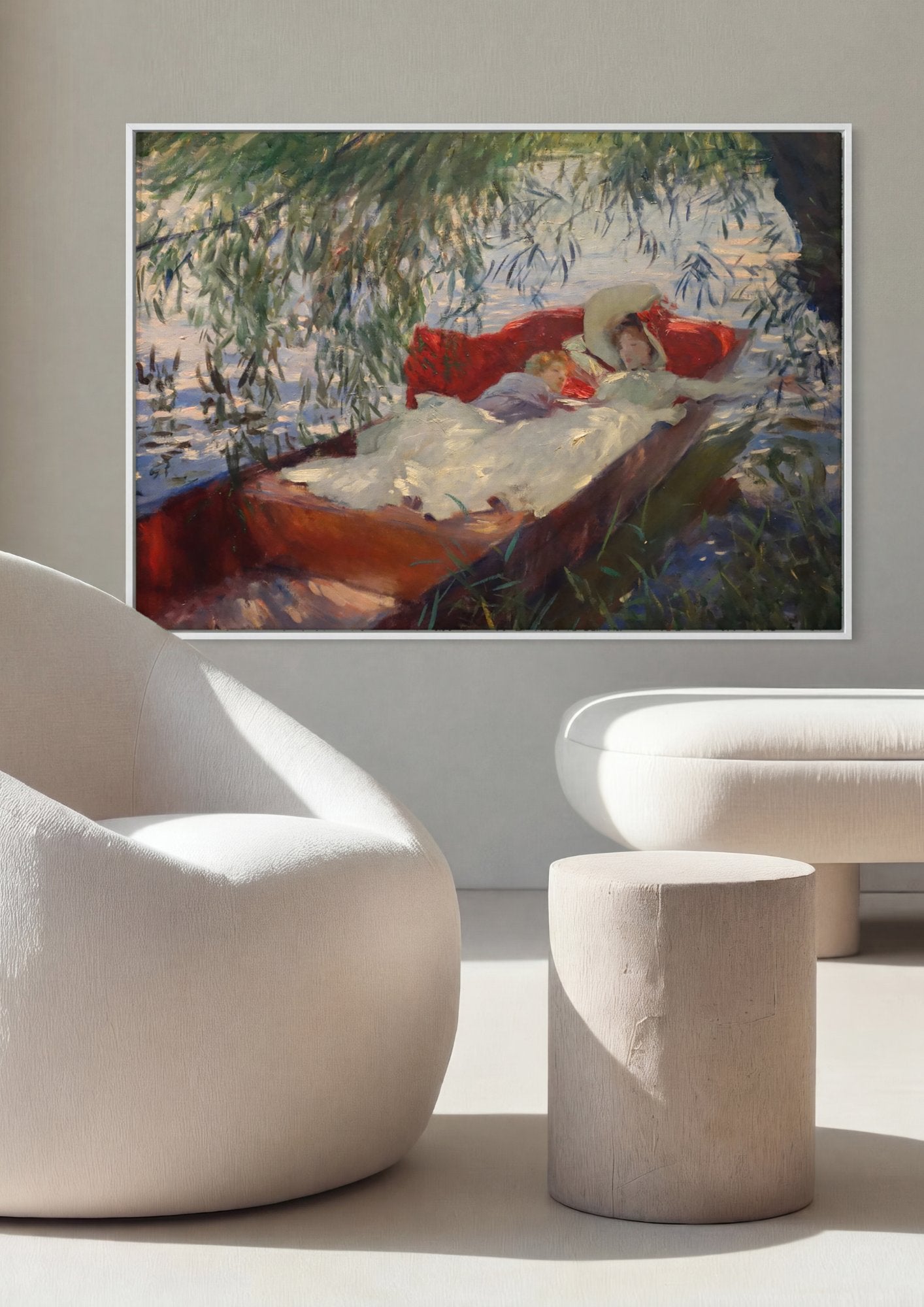 Quadro Decorativo Na Barco (Two Girls in a Punt) - Sargent em ambiente decorado