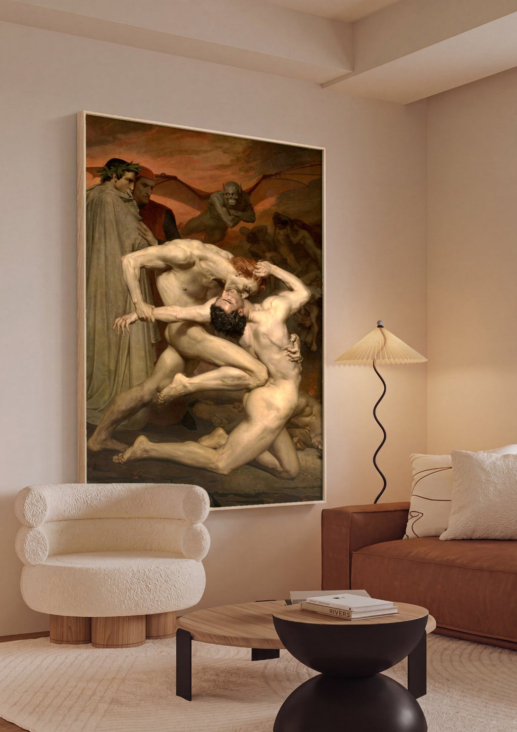 Quadro Decorativo Dante e Virgílio no Inferno - Bouguereau em ambiente decorado
