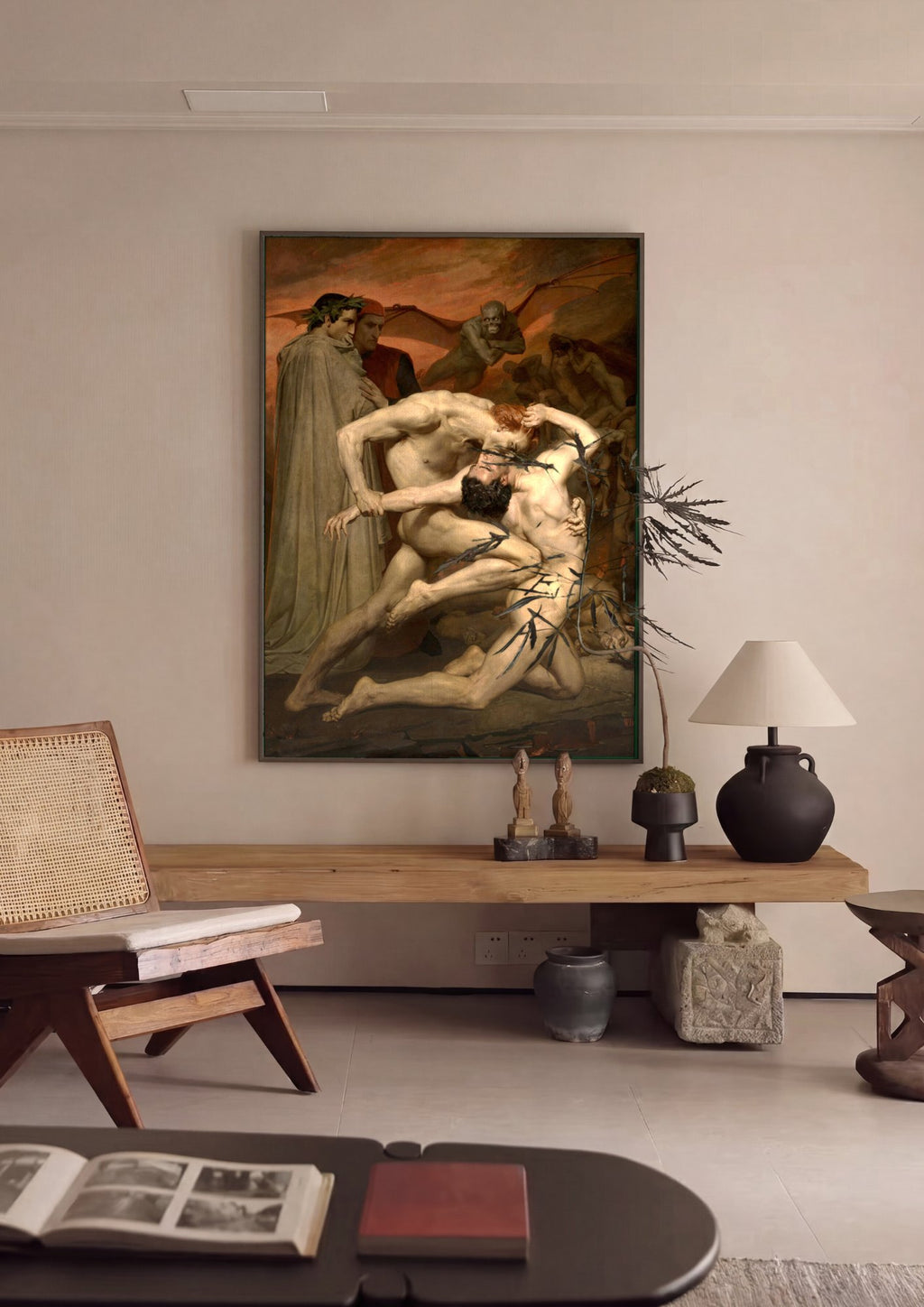 Quadro Decorativo Dante e Virgílio no Inferno - Bouguereau em ambiente decorado