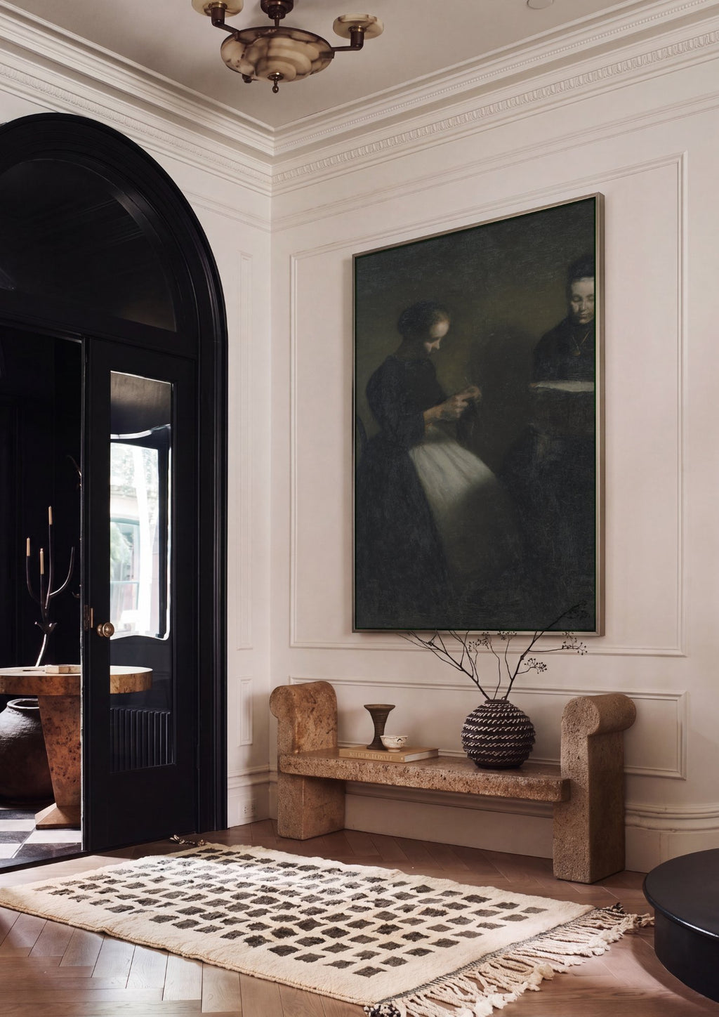 Quadro Decorativo Duas Mulheres em um Interior - Vilhelm Hammershøi em ambiente decorado