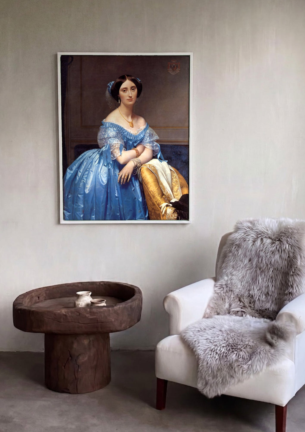 Quadro Decorativo Princesa de Broglie - Ingres em ambiente decorado