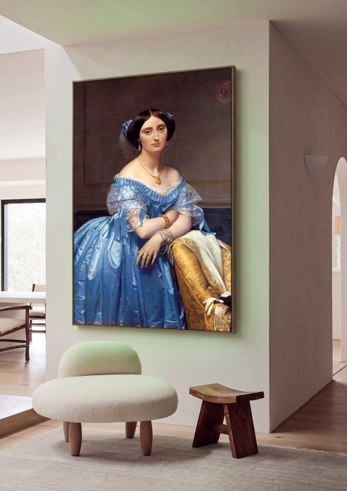 Quadro Decorativo Princesa de Broglie - Ingres em ambiente decorado