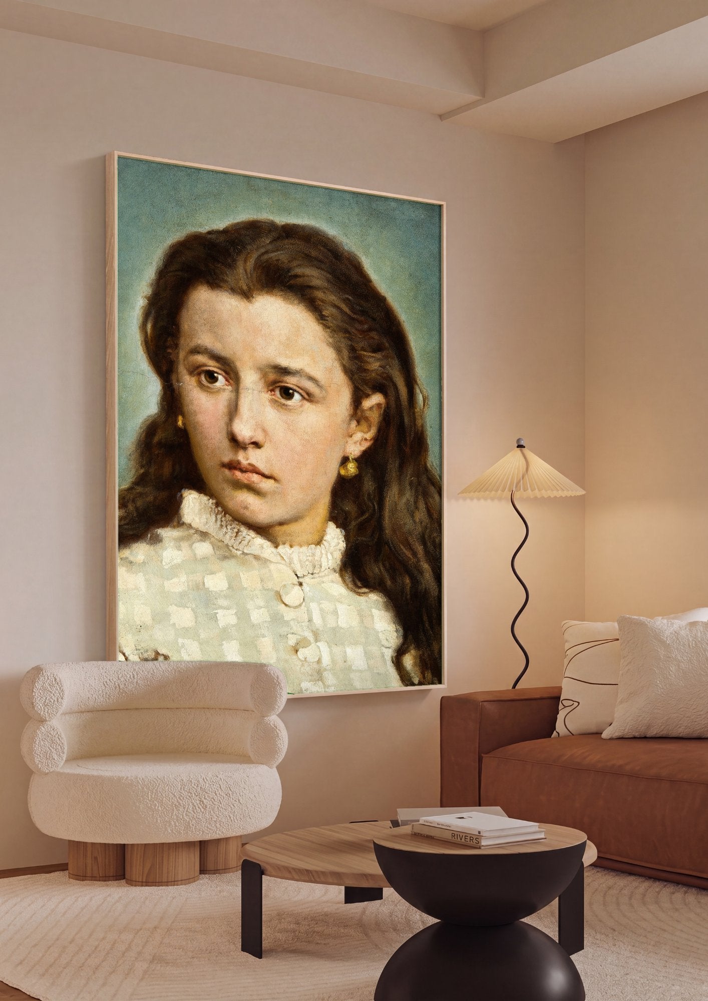 Quadro Decorativo Retrato de uma Menina - Jan Matejko em ambiente decorado