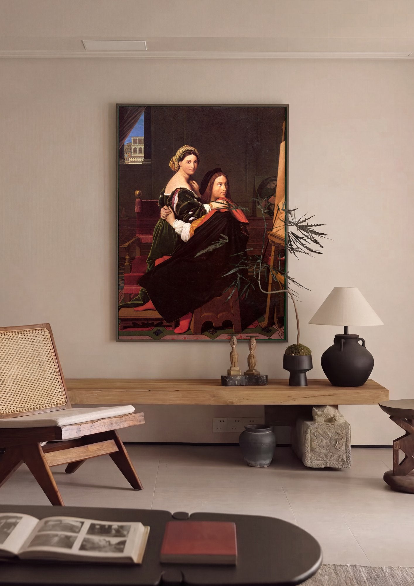 Quadro Decorativo Rafael e La Fornarina - Ingres em ambiente decorado
