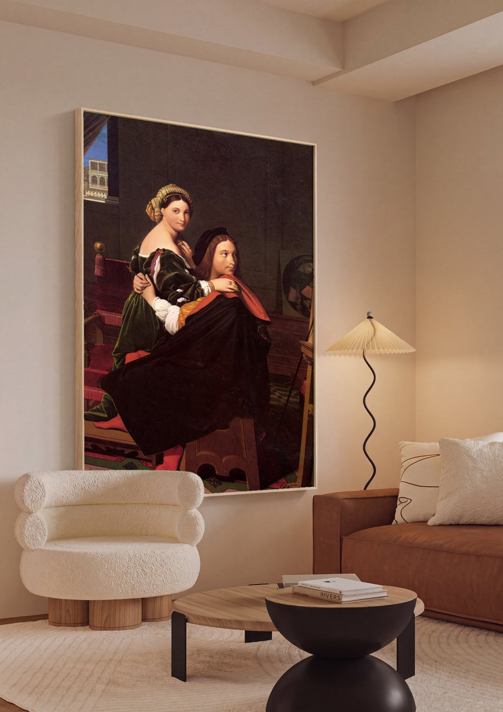 Quadro Decorativo Rafael e La Fornarina - Ingres em ambiente decorado