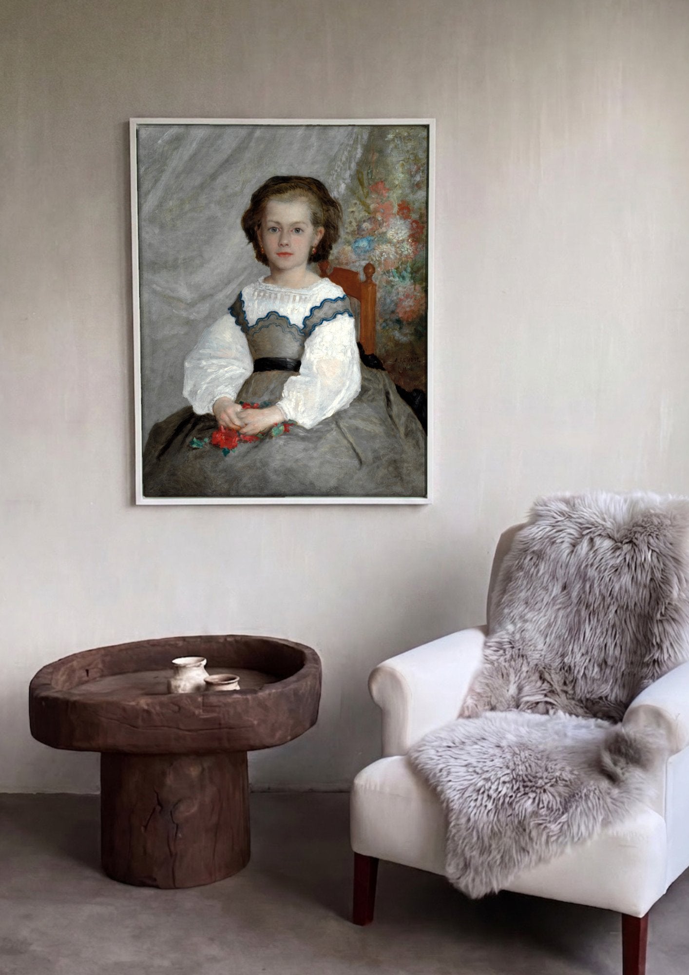 Quadro Decorativo Retrato de uma Menina - Renoir em ambiente decorado