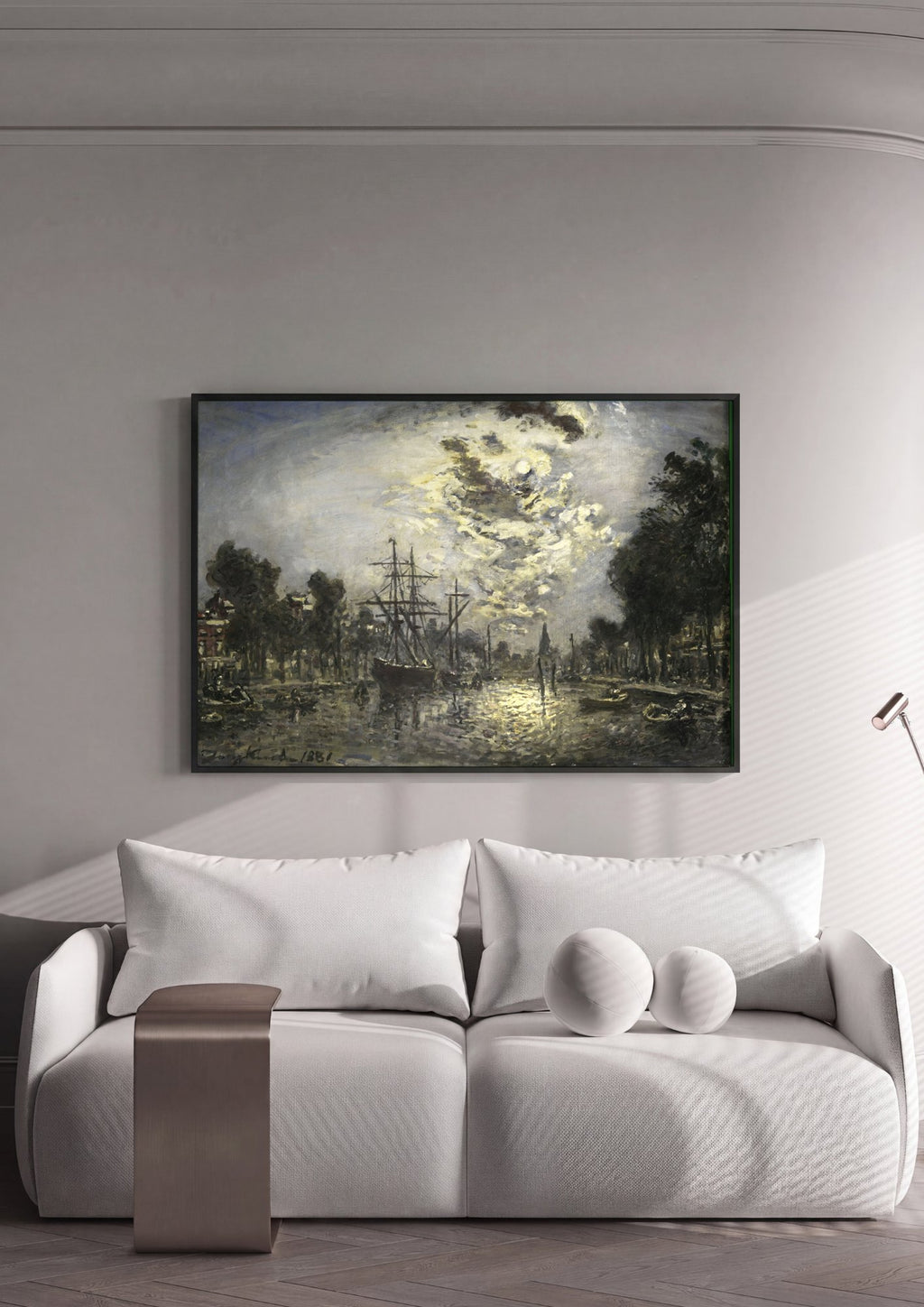 Quadro Decorativo Porto ao Luar - Jongkind em ambiente decorado