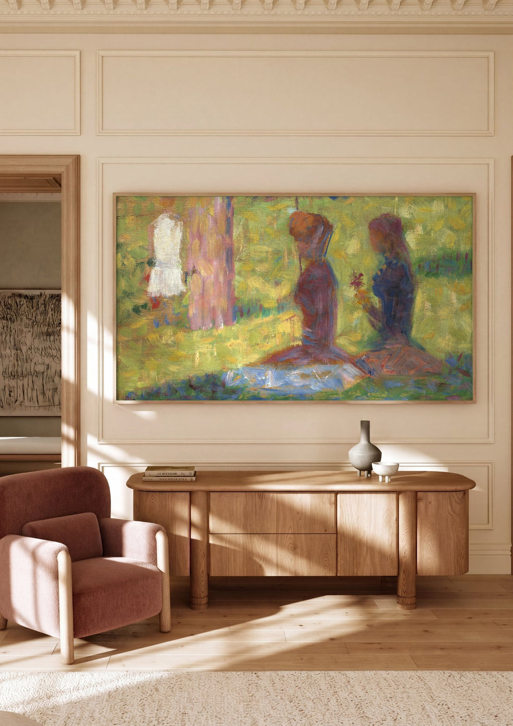 Quadro Decorativo Estudos para Um Domingo - Georges Seurat em ambiente decorado