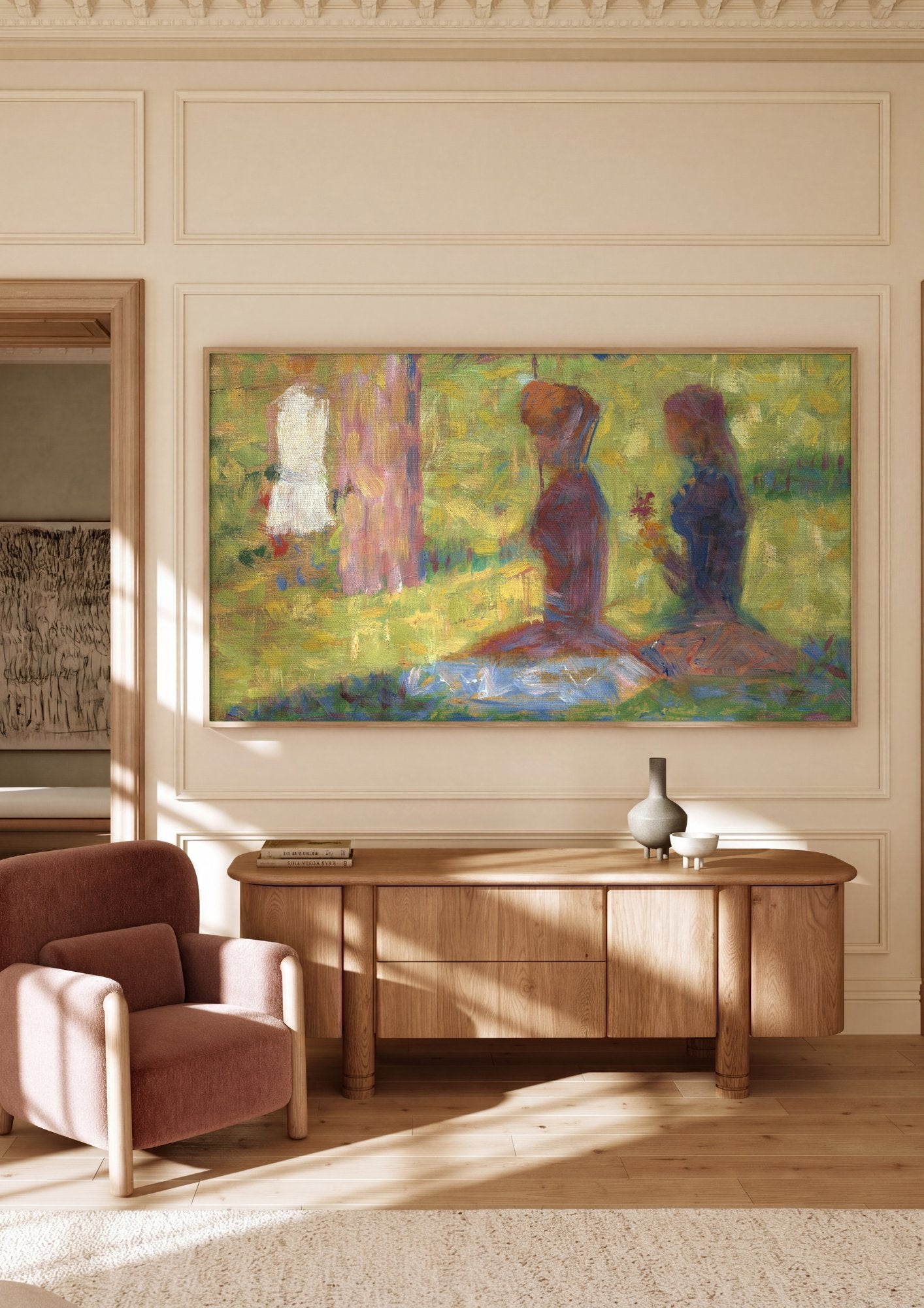 Quadro Decorativo Estudos para Um Domingo - Georges Seurat em ambiente decorado