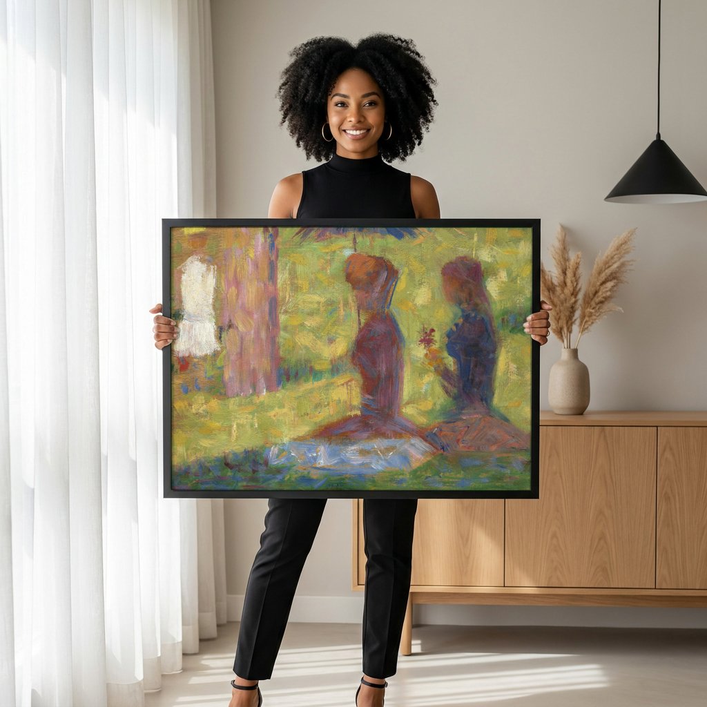 Quadro Decorativo Estudos para Um Domingo - Georges Seurat com modelo em ambiente