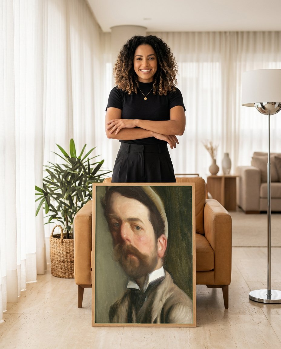 Quadro Decorativo Autorretrato - John Singer Sargent com modelo em ambiente