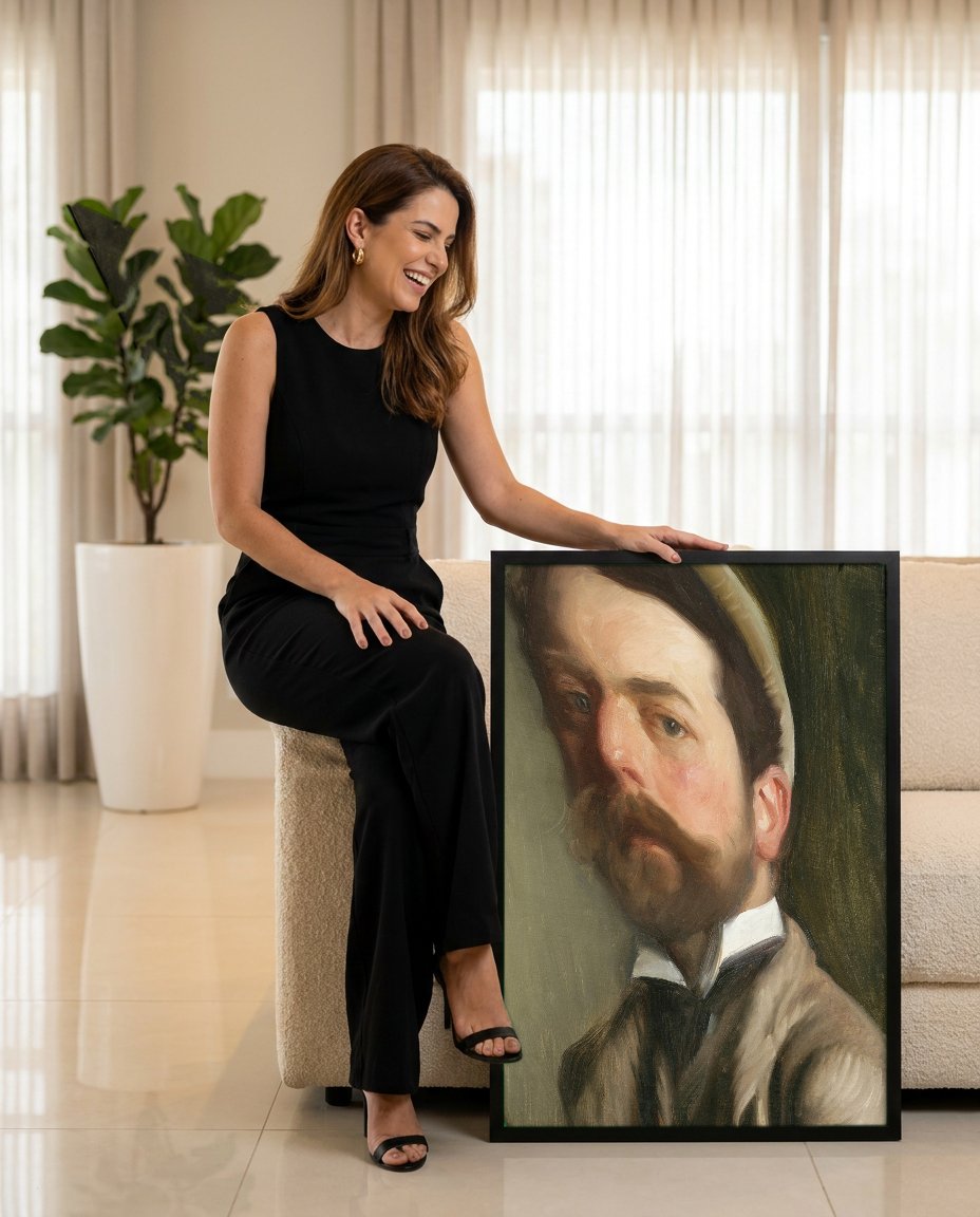 Quadro Decorativo Autorretrato - John Singer Sargent com modelo em ambiente