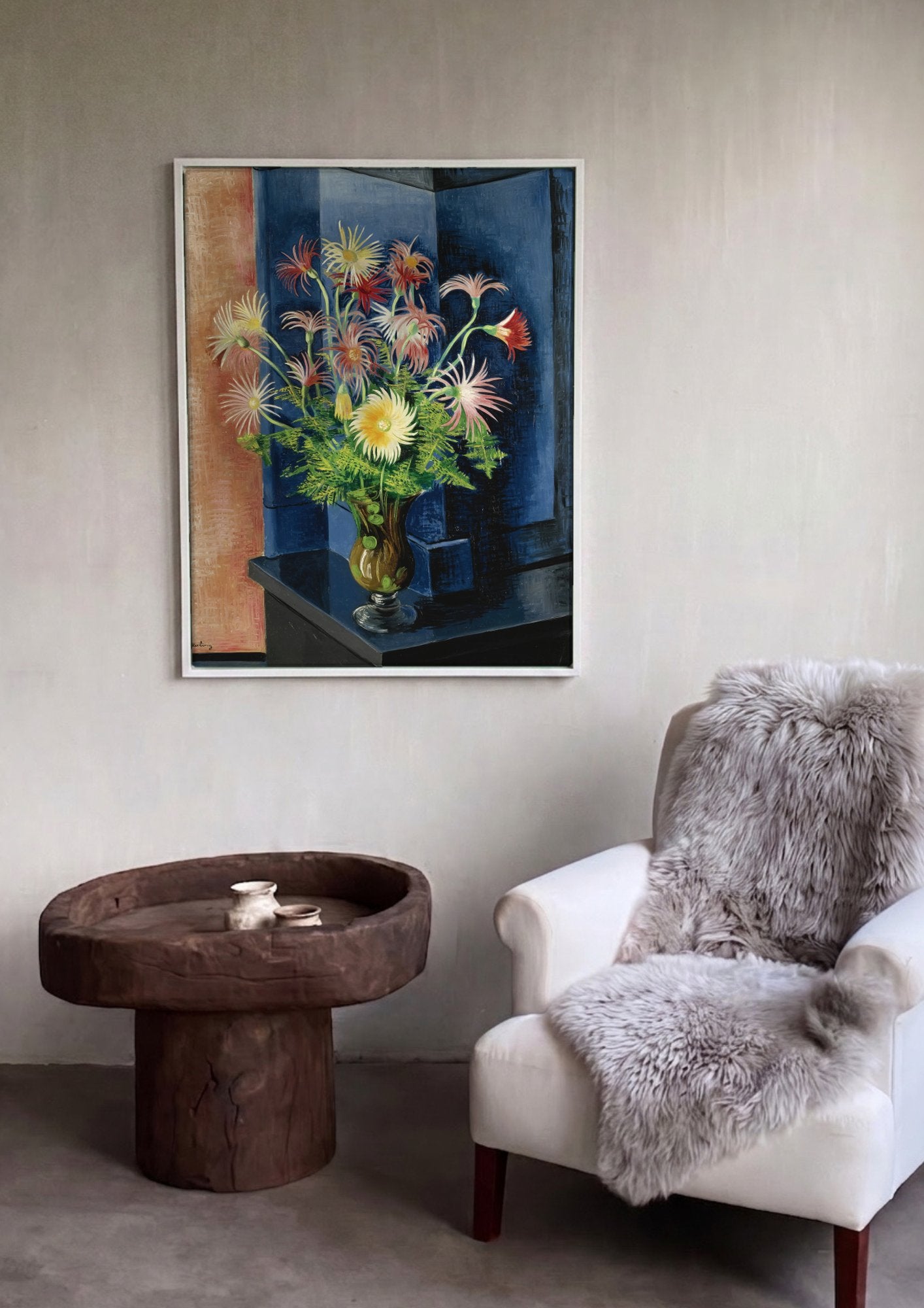 Quadro Decorativo 'Flores' - Moïse Kisling em ambiente decorado