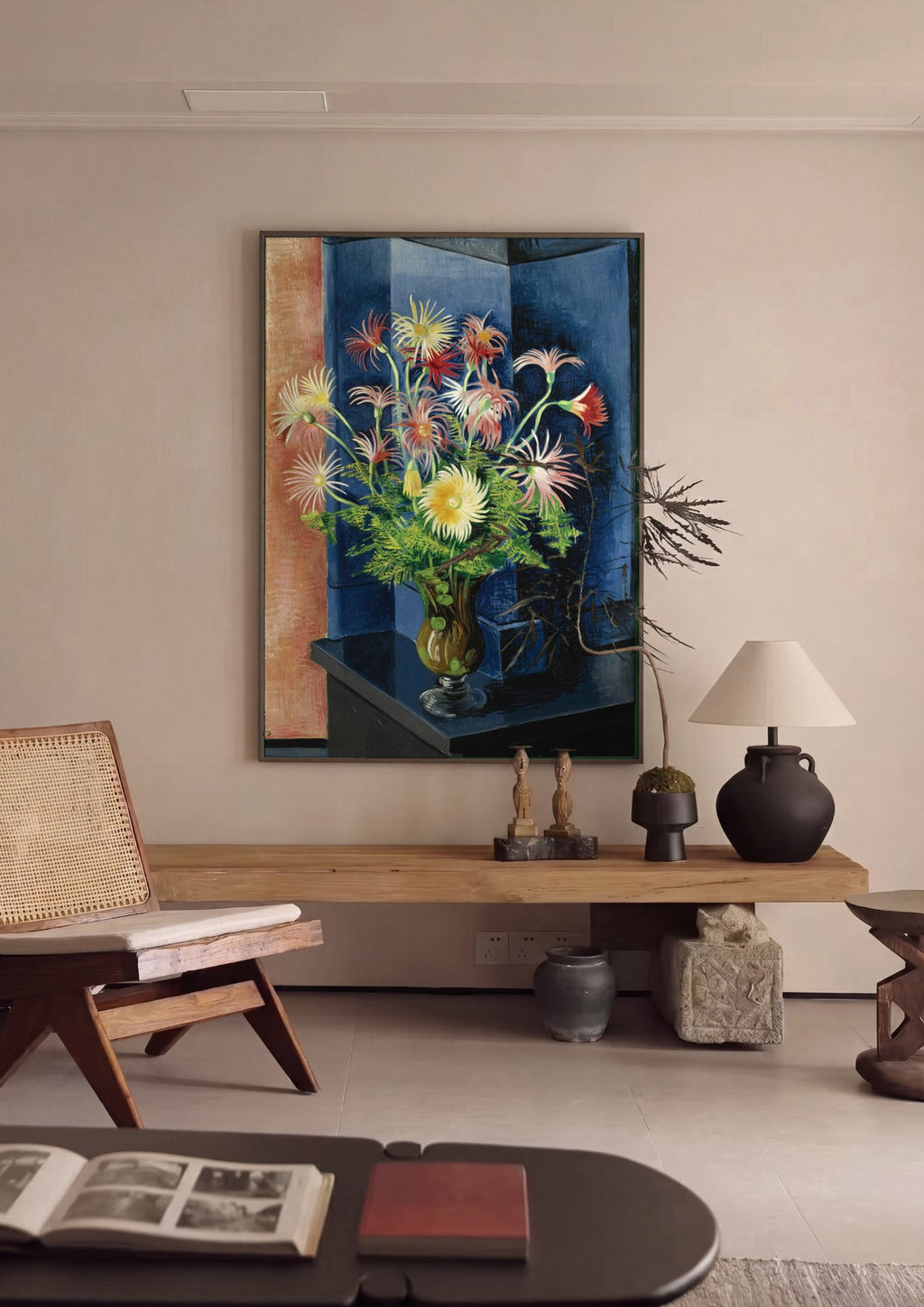 Quadro Decorativo 'Flores' - Moïse Kisling em ambiente decorado