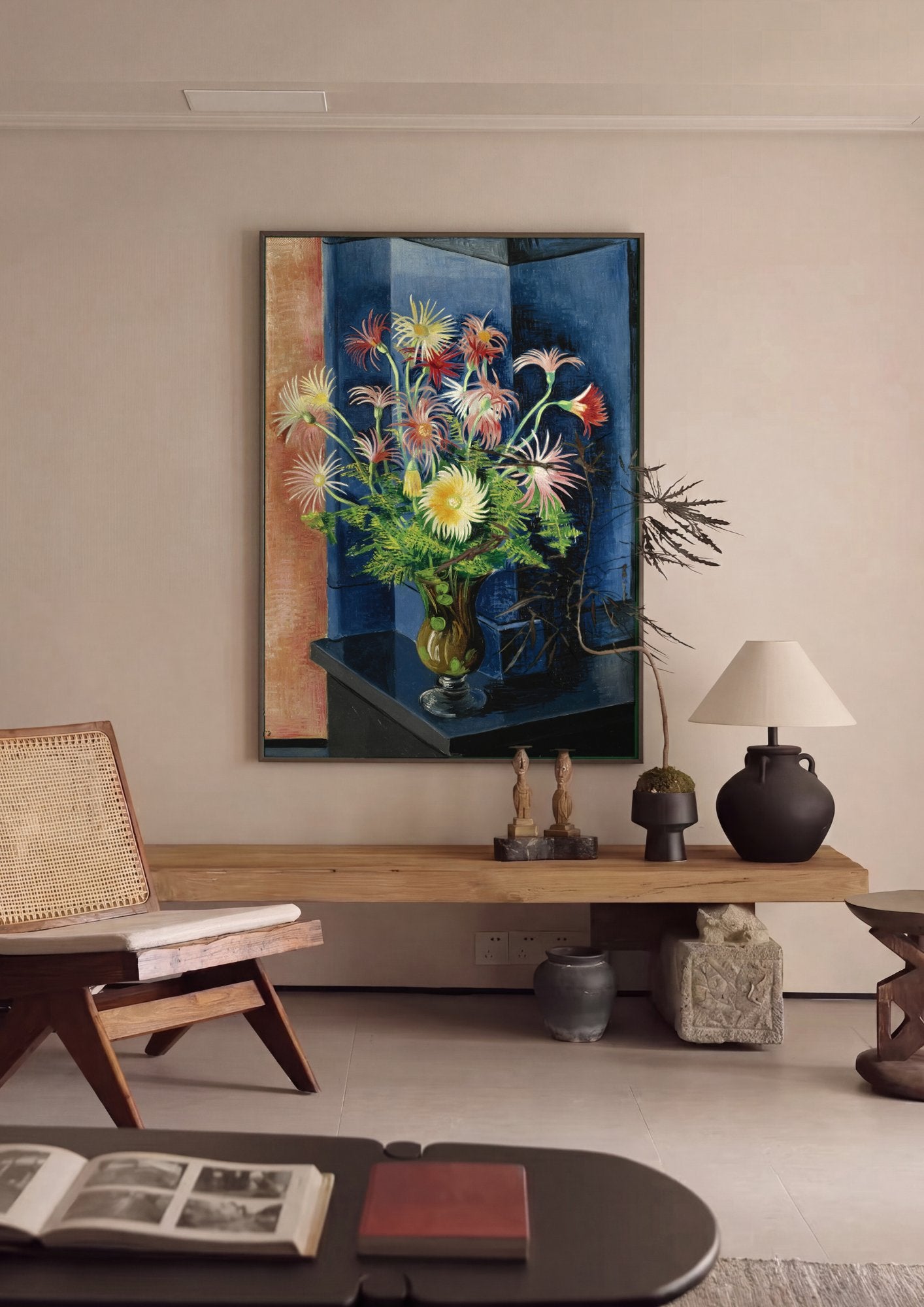 Quadro Decorativo 'Flores' - Moïse Kisling em ambiente decorado