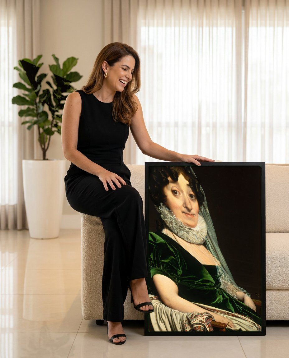 Quadro Decorativo Madame de Senonnes - Ingres com modelo em ambiente
