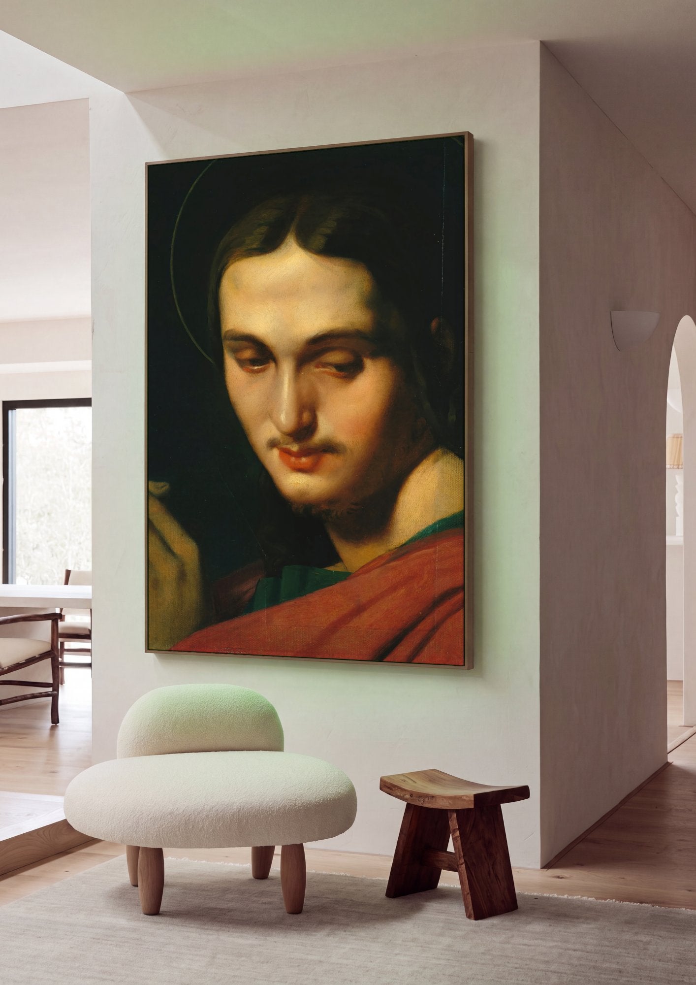Quadro Decorativo A Cabeça de Cristo - Ingres em ambiente decorado