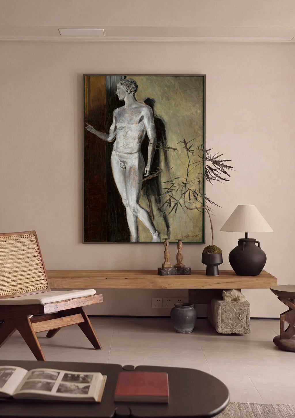Quadro Decorativo 'Estudo de Nu Masculino' - Jacek Malczewski em ambiente decorado