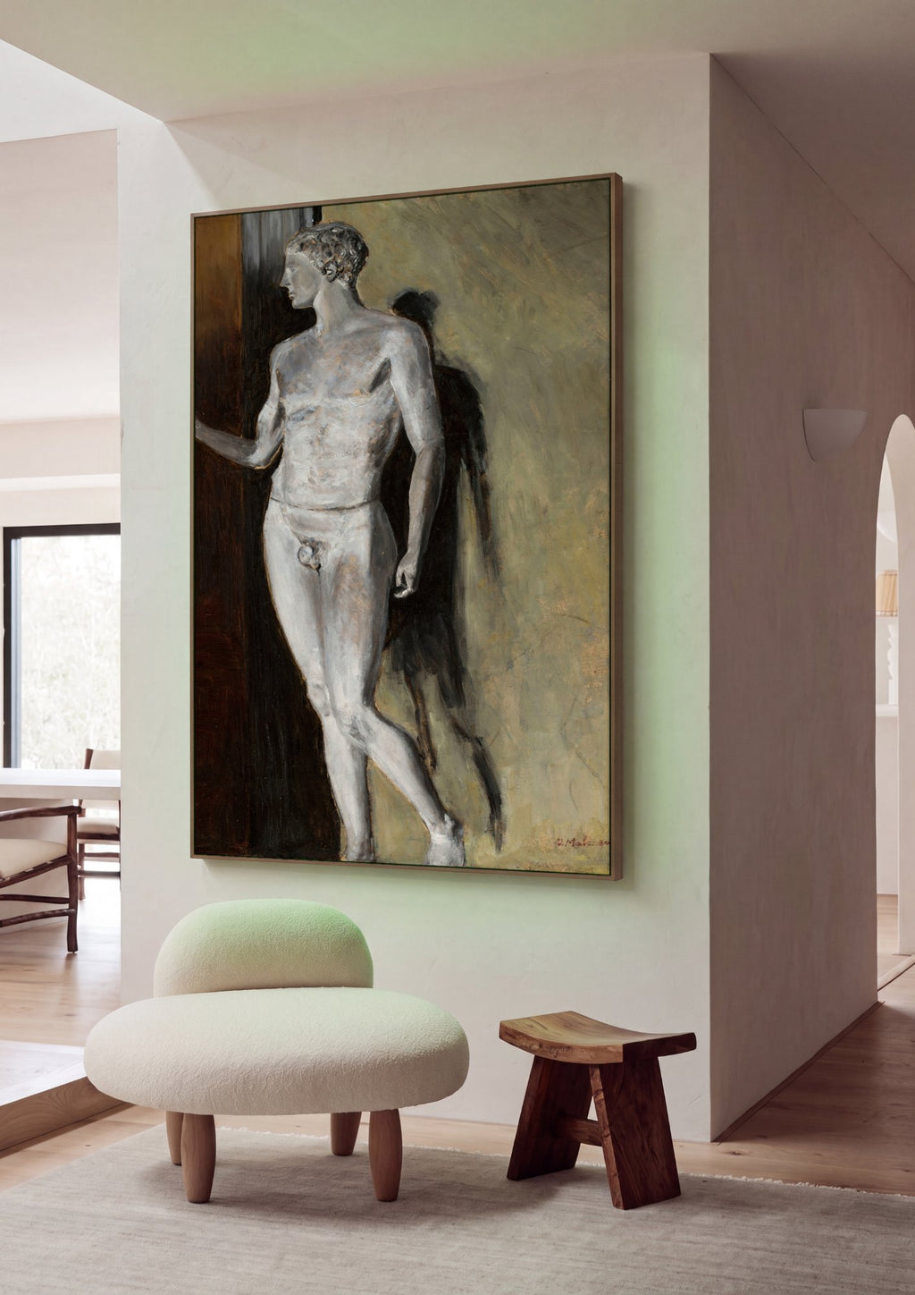 Quadro Decorativo 'Estudo de Nu Masculino' - Jacek Malczewski em ambiente decorado