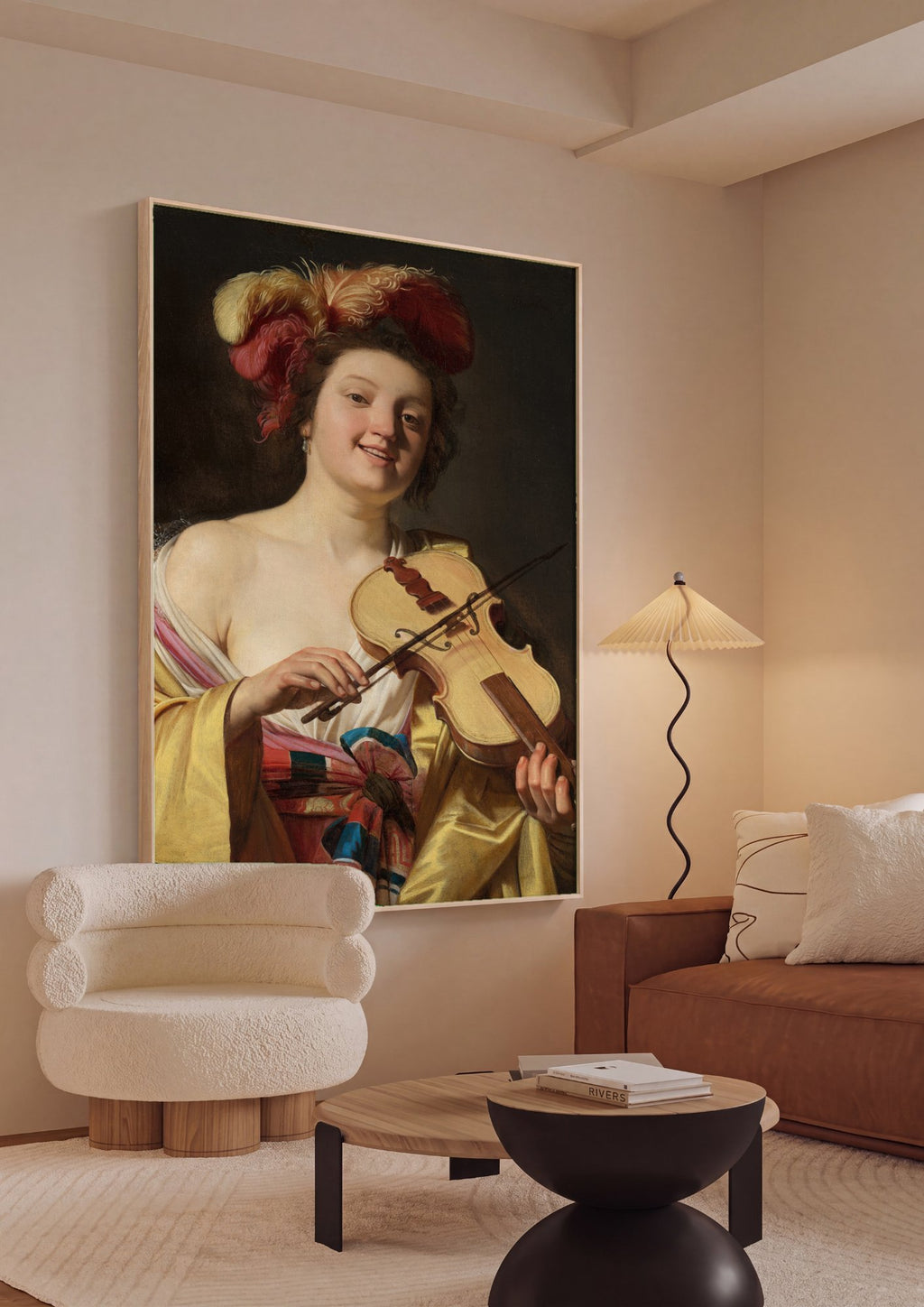 Quadro Decorativo A Tocadora de Violino - Honthorst em ambiente decorado