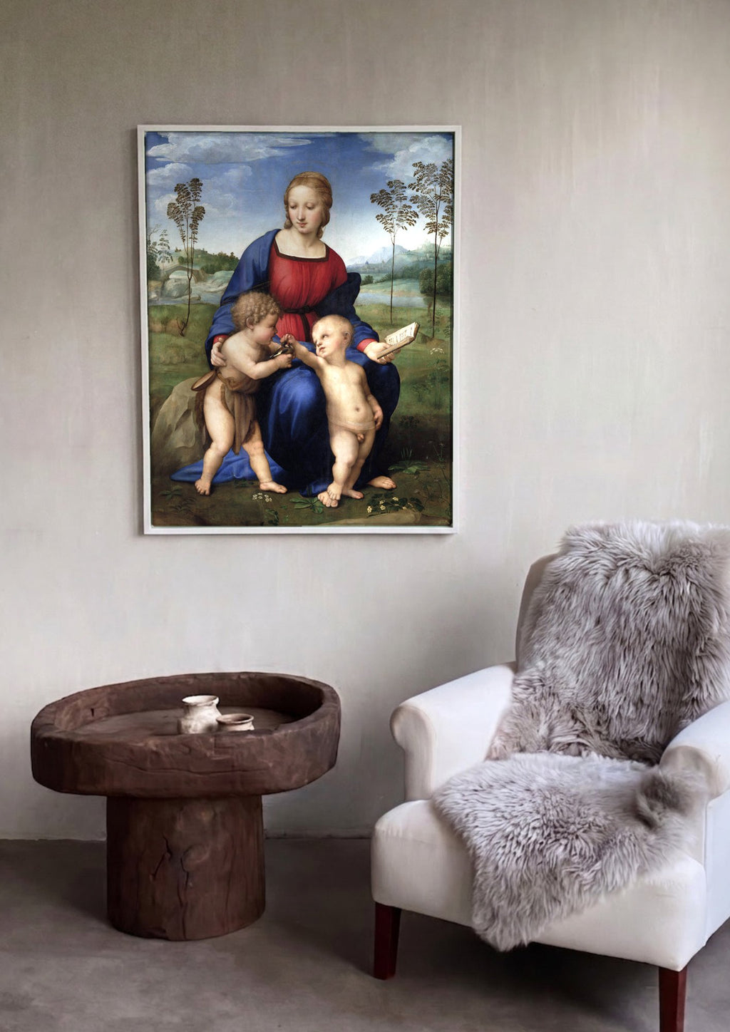 Quadro Decorativo Madonna del Cardellino - Rafael em ambiente decorado