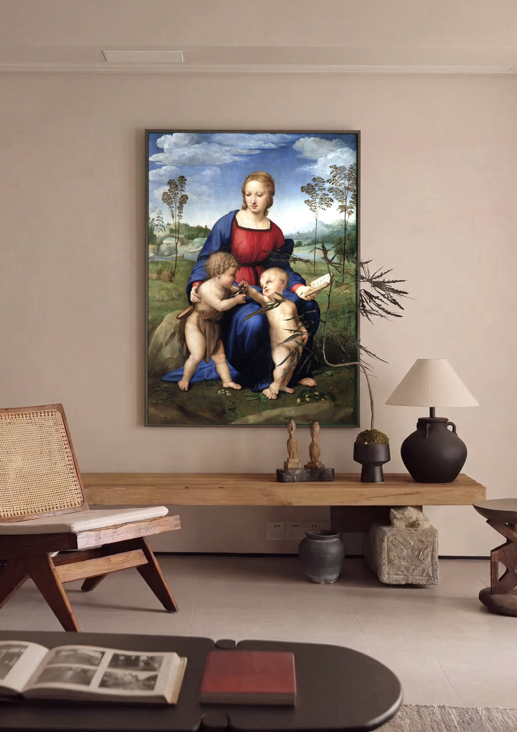 Quadro Decorativo Madonna del Cardellino - Rafael em ambiente decorado