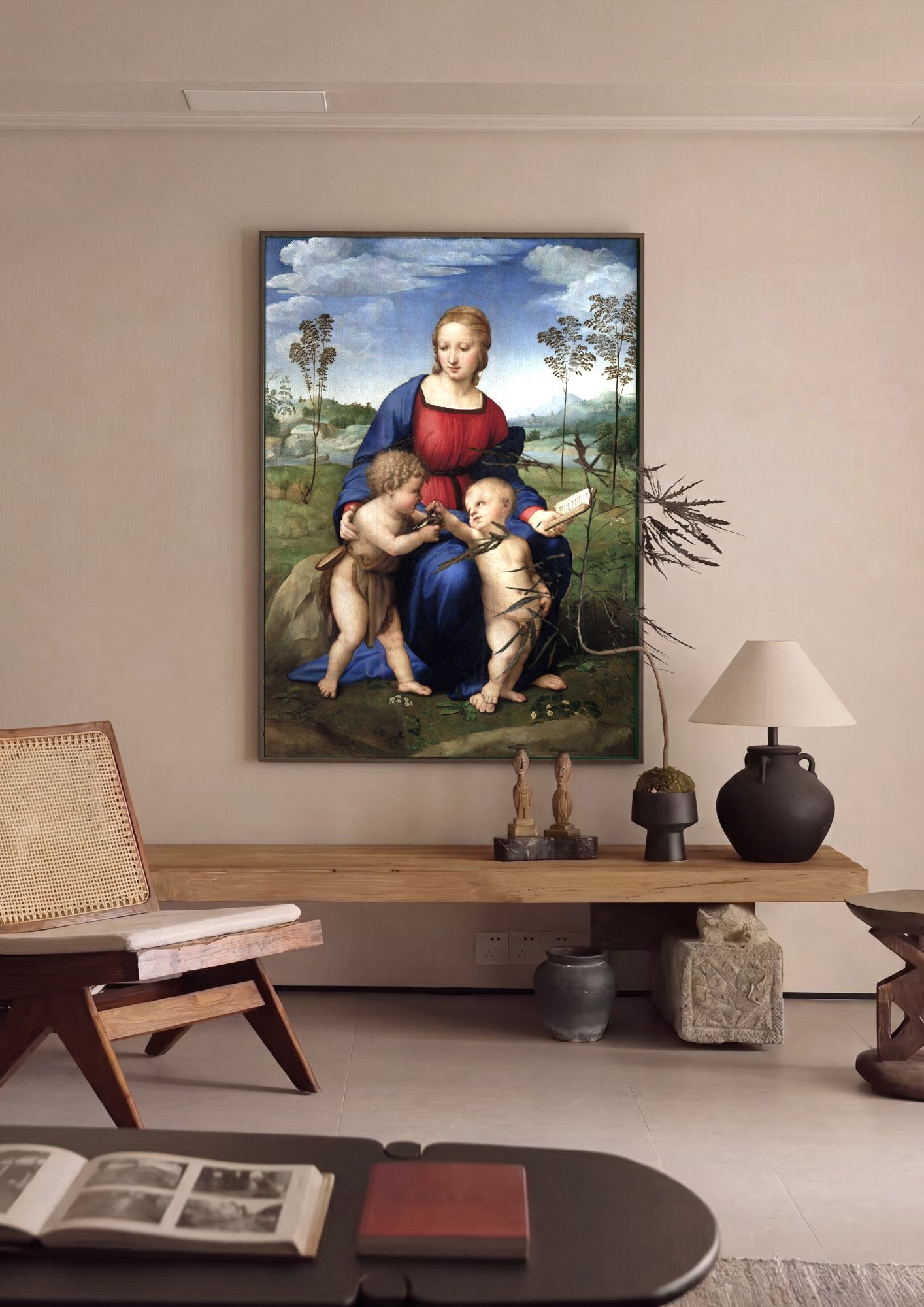 Quadro Decorativo Madonna del Cardellino - Rafael em ambiente decorado