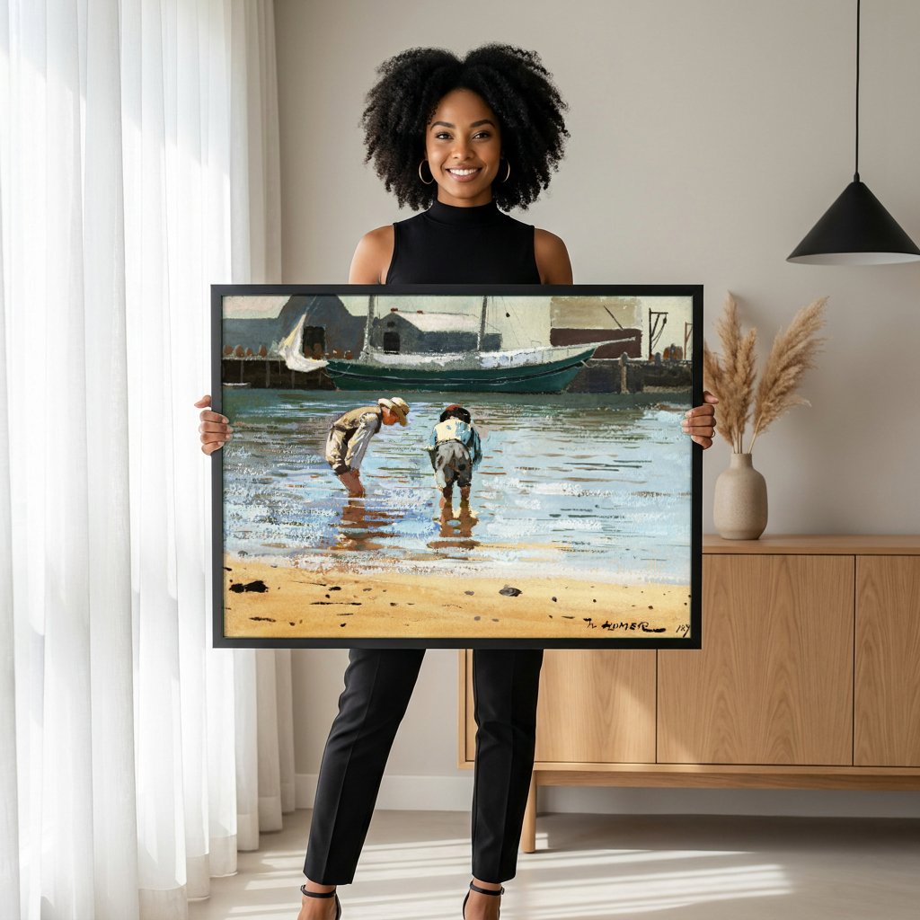 Quadro Decorativo Boys in a Pasture - Winslow Homer com modelo em ambiente