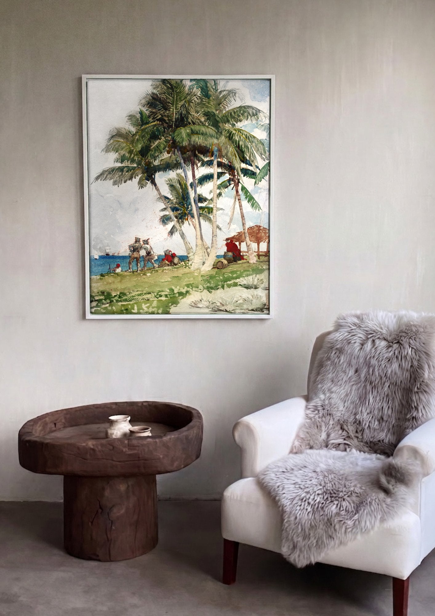 Quadro Decorativo A Praia de Nassau - Winslow Homer em ambiente decorado