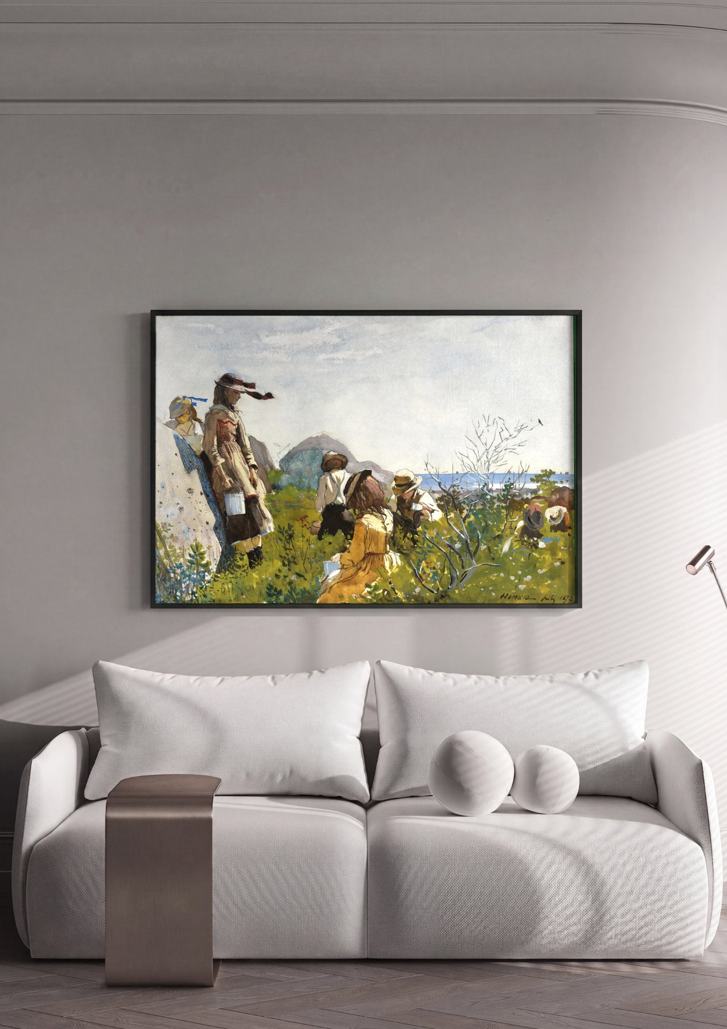 Quadro Decorativo Colhendo Mirtilos - Winslow Homer em ambiente decorado