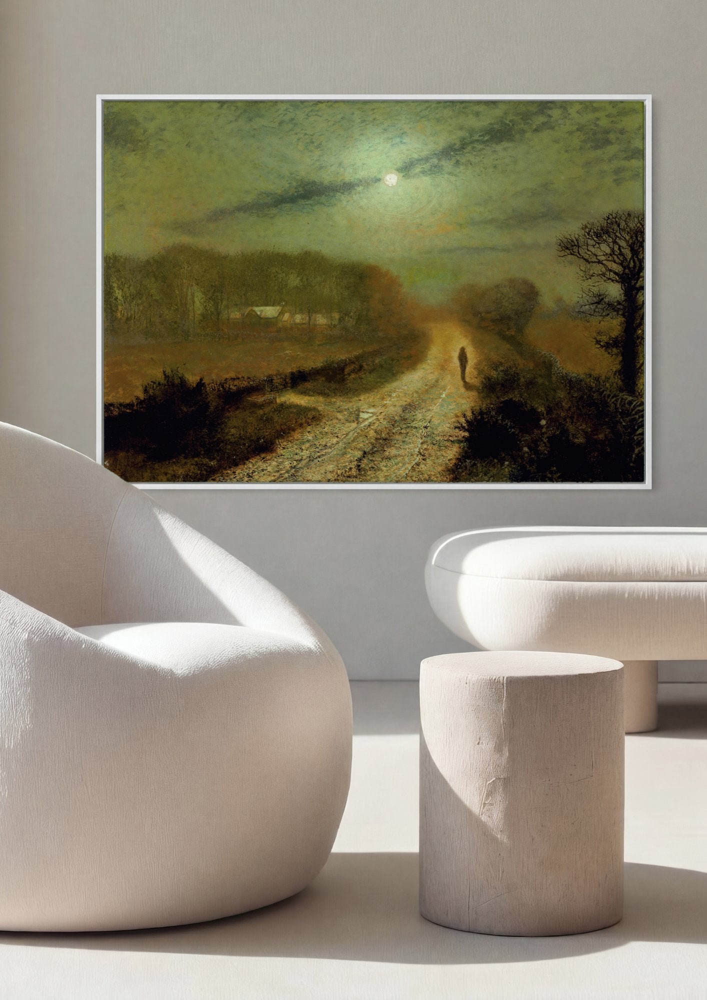 Quadro Decorativo Noite Luar - John Atkinson Grimshaw em ambiente decorado