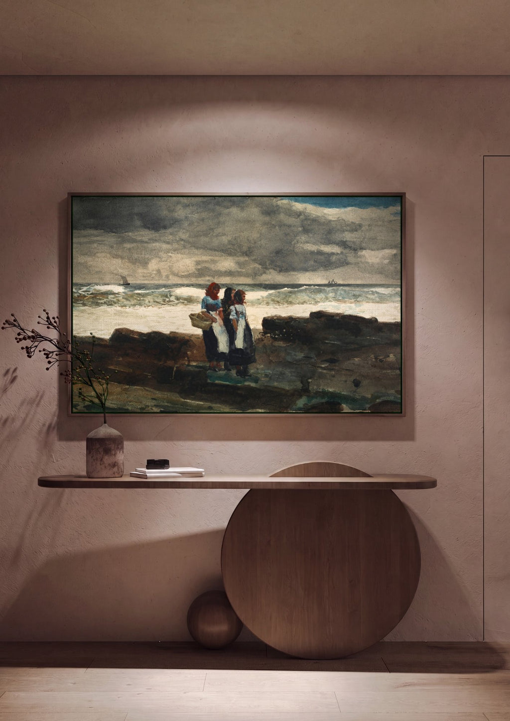 Quadro Decorativo Mulheres na Praia - Winslow Homer em ambiente decorado