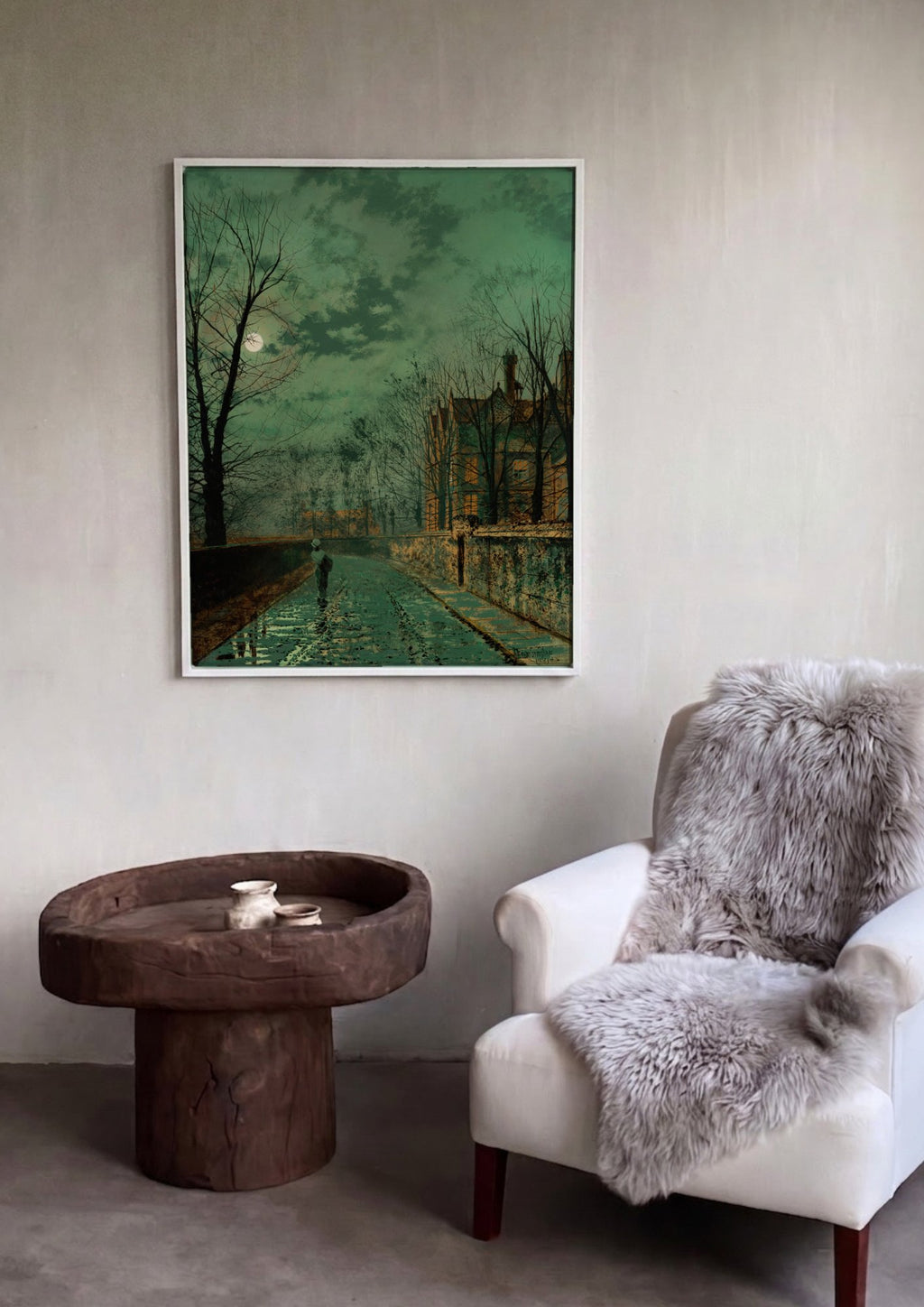 Quadro Decorativo Noite Luar - John Atkinson Grimshaw em ambiente decorado
