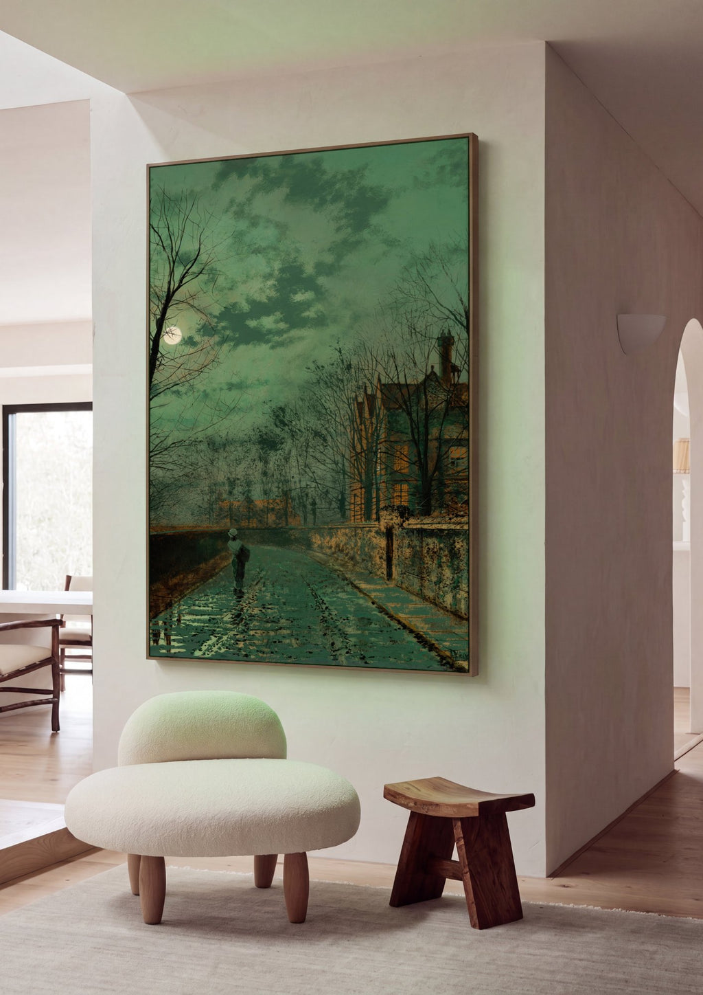 Quadro Decorativo Noite Luar - John Atkinson Grimshaw em ambiente decorado