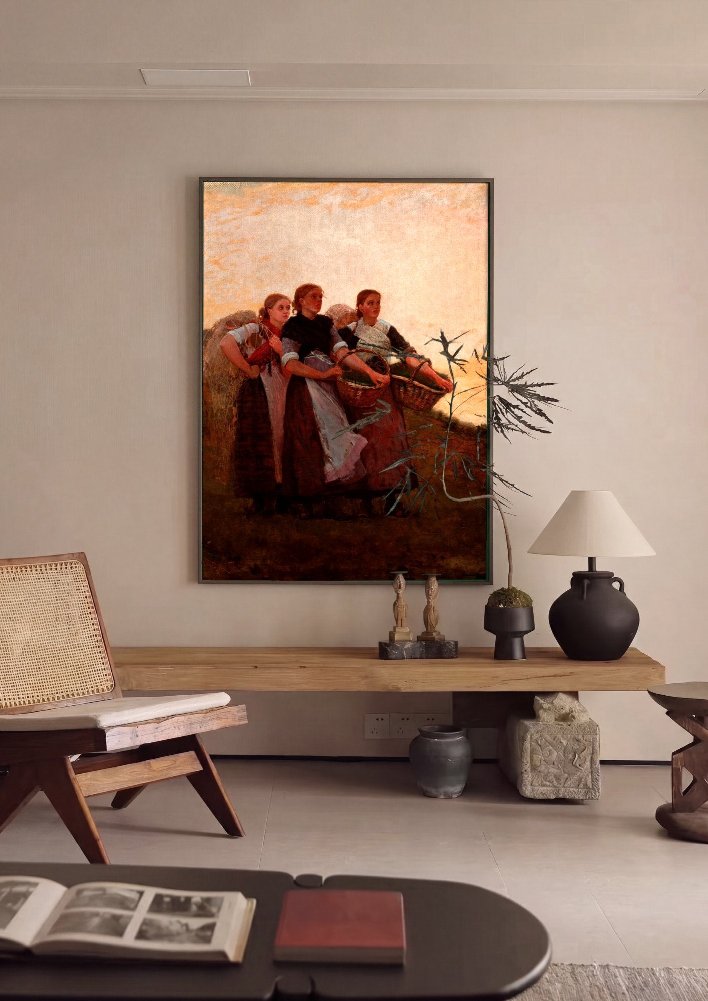 Quadro Decorativo The Berry Pickers - Winslow Homer em ambiente decorado