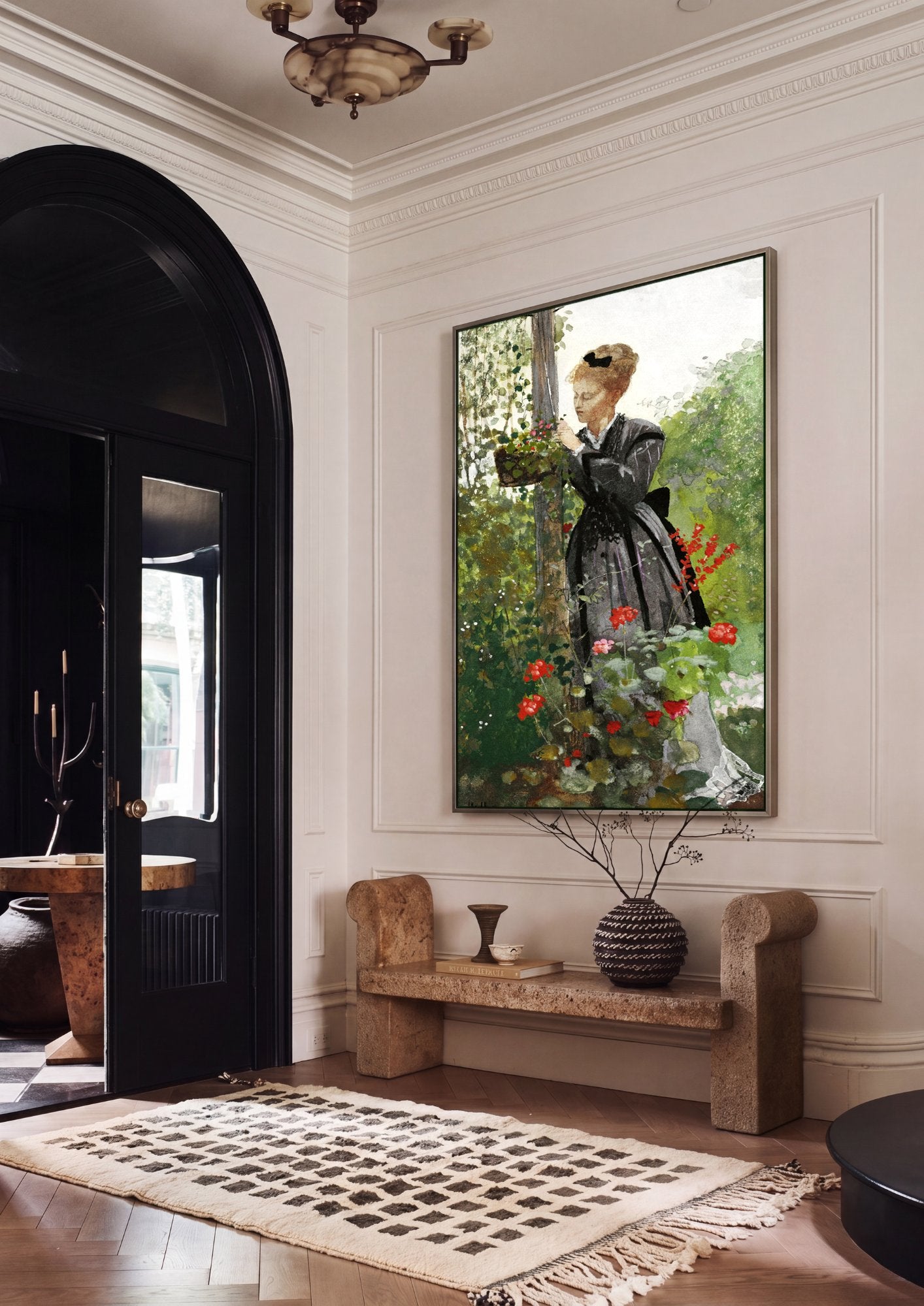 Quadro Decorativo Senhora no Jardim - Winslow Homer em ambiente decorado