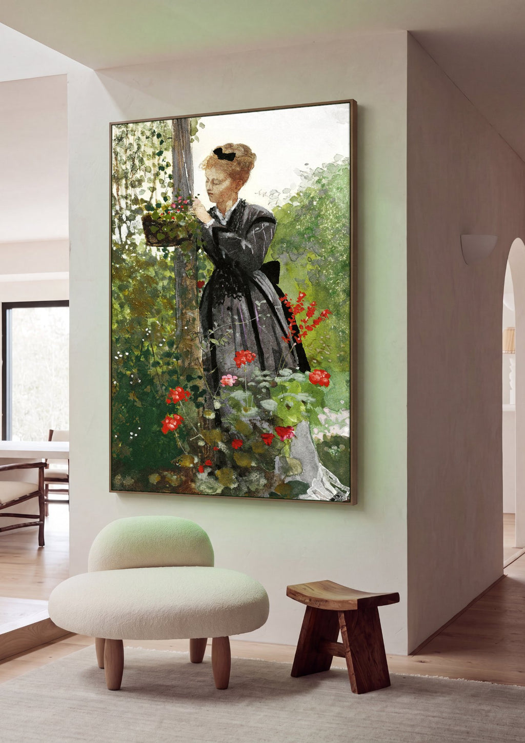 Quadro Decorativo Senhora no Jardim - Winslow Homer em ambiente decorado