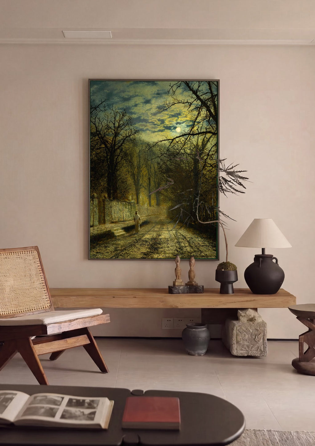 Quadro Decorativo 'Sob o Luar' - John Atkinson Grimshaw em ambiente decorado