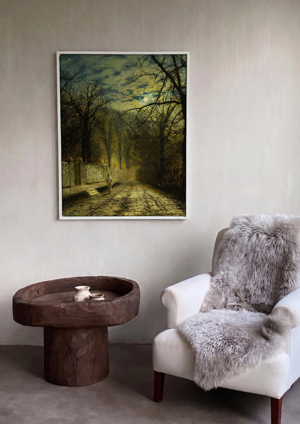 Quadro Decorativo 'Sob o Luar' - John Atkinson Grimshaw em ambiente decorado