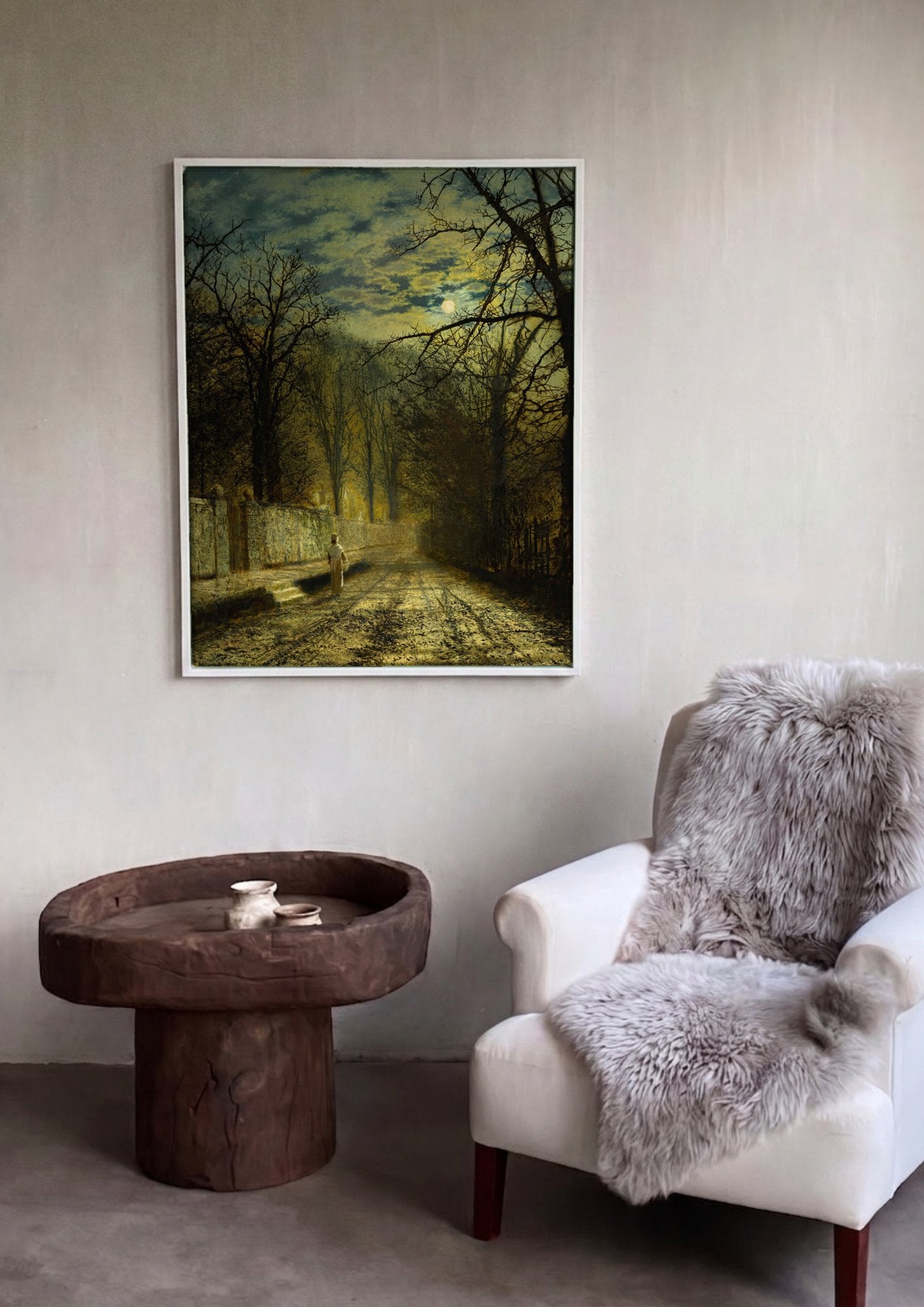 Quadro Decorativo 'Sob o Luar' - John Atkinson Grimshaw em ambiente decorado
