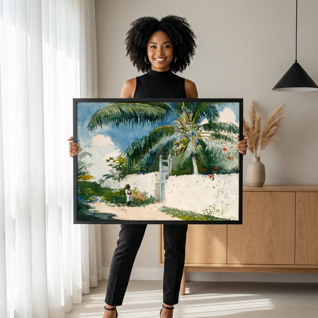 Quadro Decorativo A Voz do Convento - Winslow Homer com modelo em ambiente