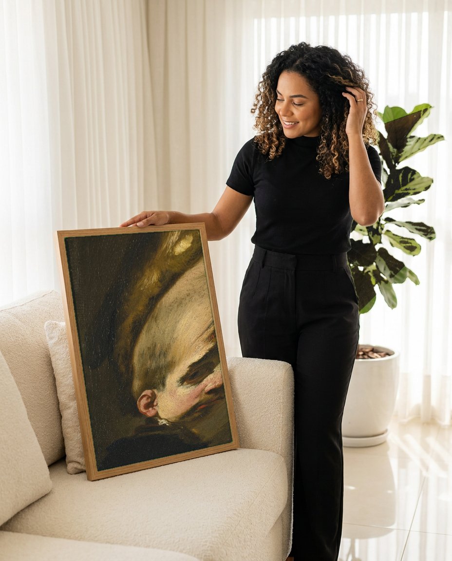 Quadro Decorativo 'Autorretrato' - Luca Giordano com modelo em ambiente
