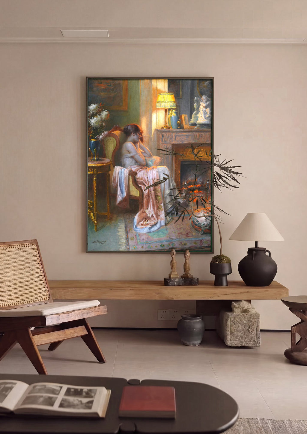Quadro Decorativo A Leitura ou Interior com Mulher - Delphin Enjolras em ambiente decorado
