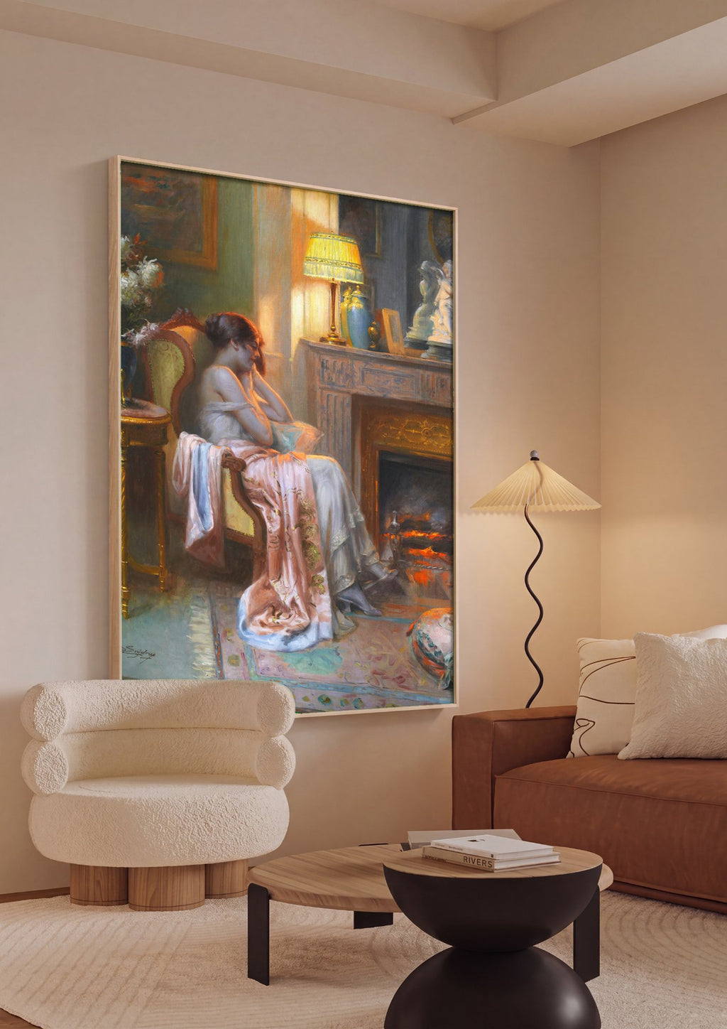 Quadro Decorativo A Leitura ou Interior com Mulher - Delphin Enjolras em ambiente decorado