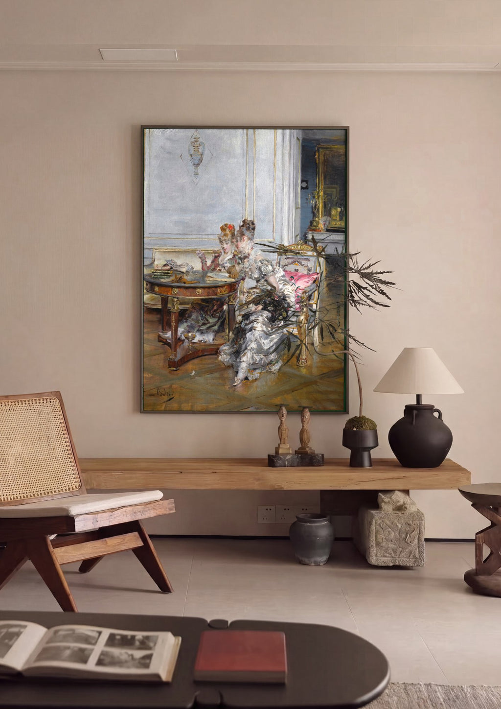 Quadro Decorativo Duas Damas em Interior - Giovanni Boldini em ambiente decorado