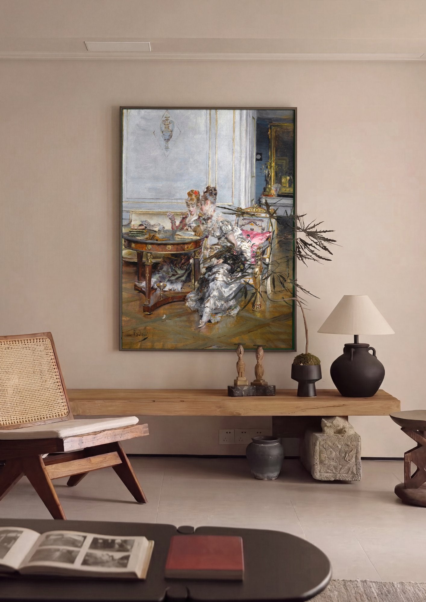 Quadro Decorativo Duas Damas em Interior - Giovanni Boldini em ambiente decorado
