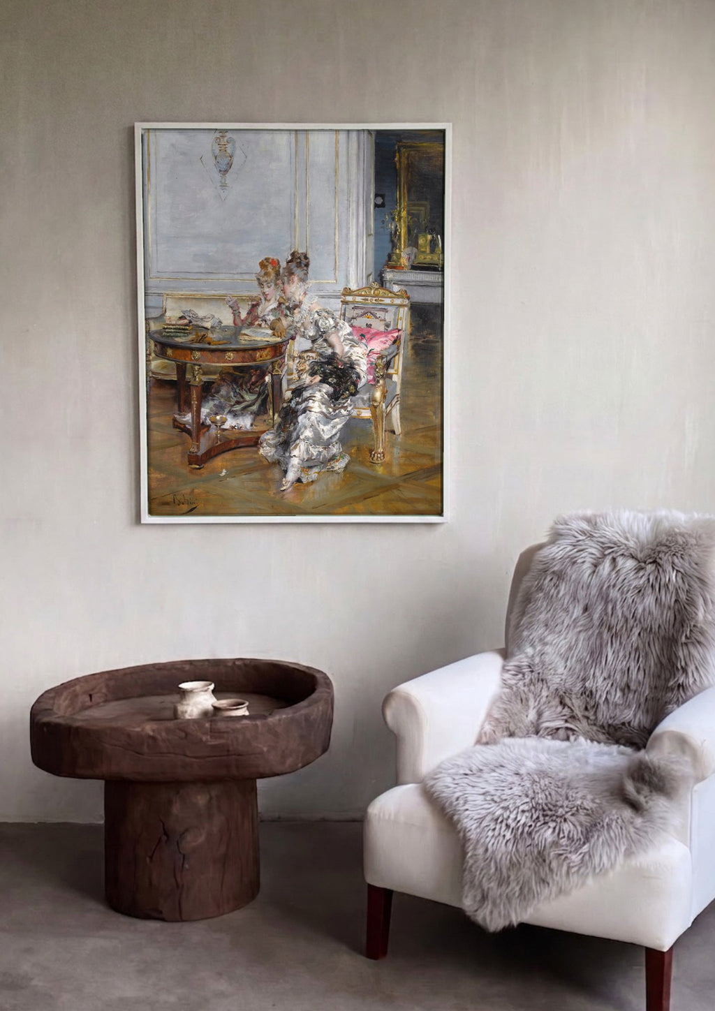 Quadro Decorativo Duas Damas em Interior - Giovanni Boldini em ambiente decorado