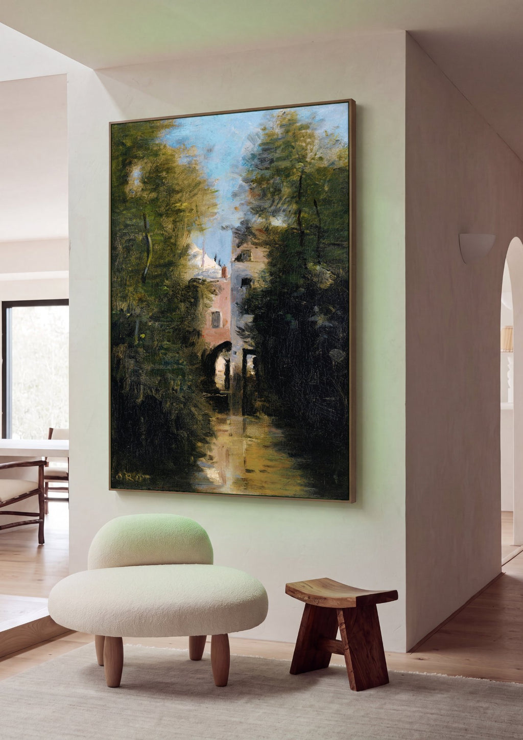 Quadro Decorativo Paisagem com Edifícios - Corot em ambiente decorado