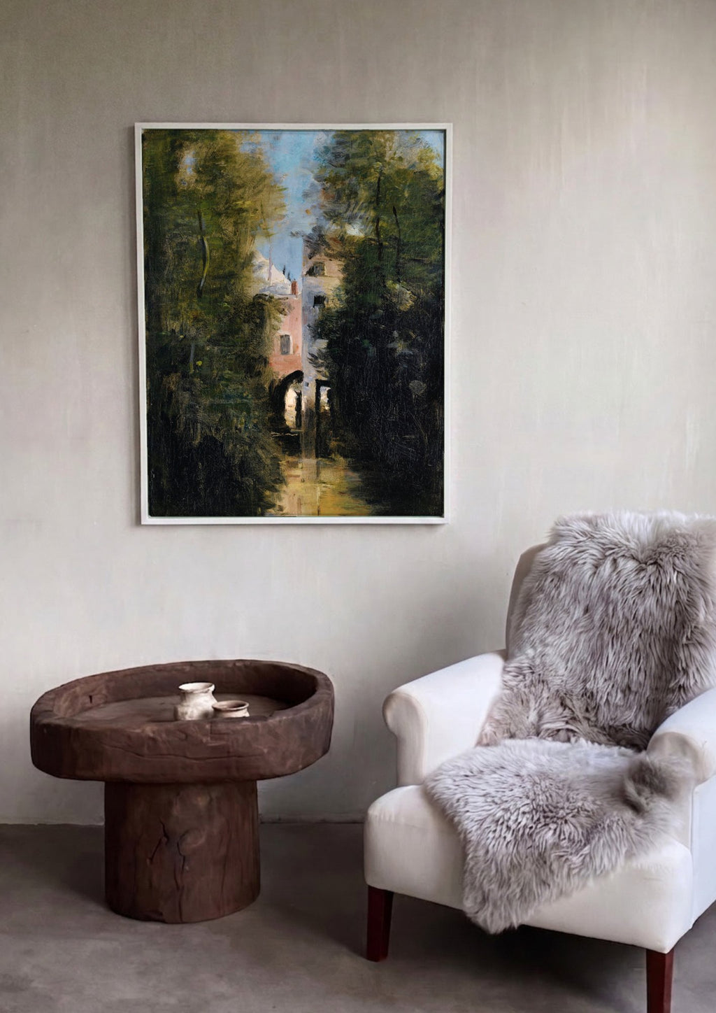 Quadro Decorativo Paisagem com Edifícios - Corot em ambiente decorado