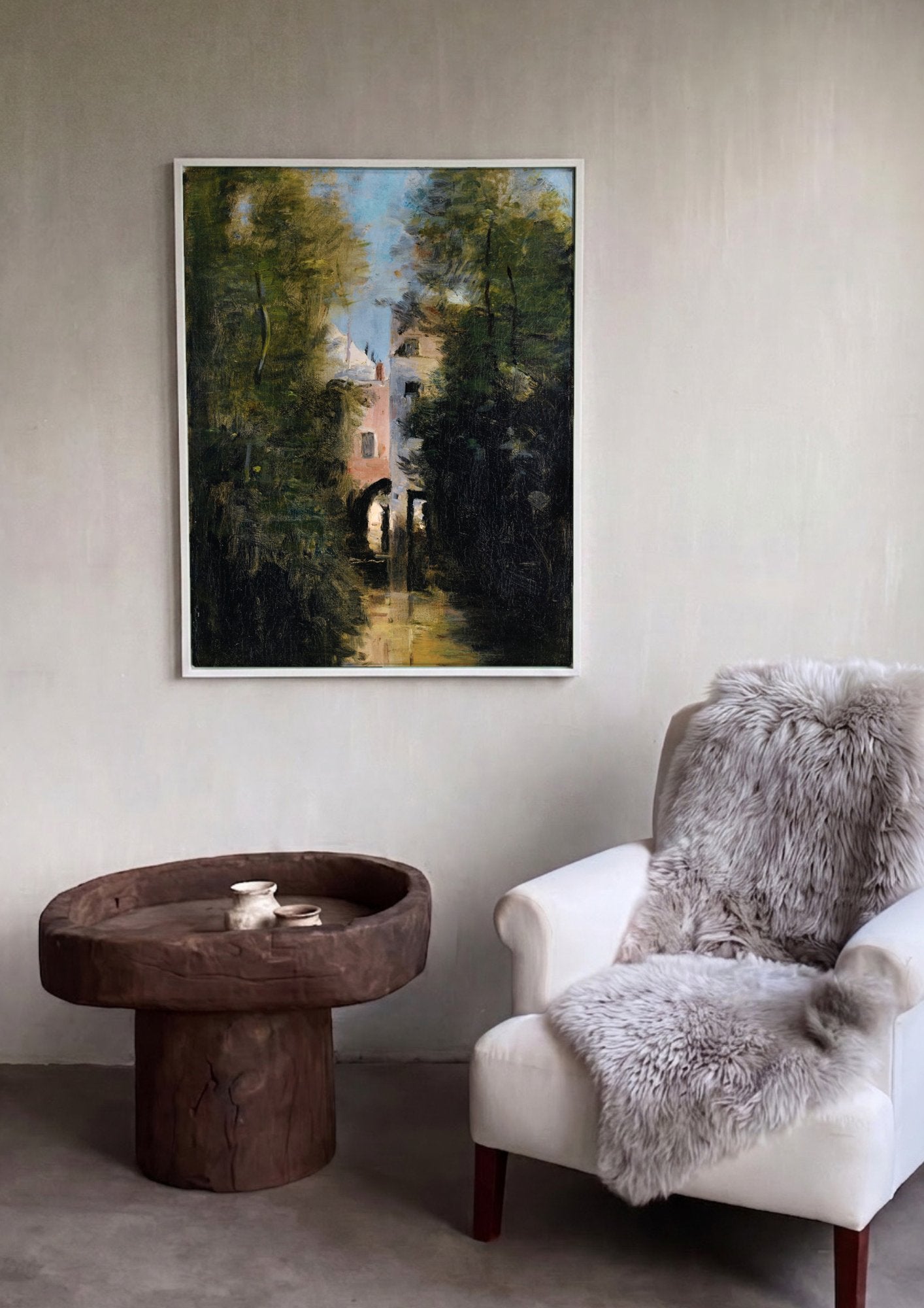 Quadro Decorativo Paisagem com Edifícios - Corot em ambiente decorado